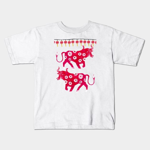 Year of the ox Kids T-Shirt by Tracey English